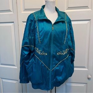 Vintage Bold Spirit Nylon Windbreaker Jacket Size XL Turquoise